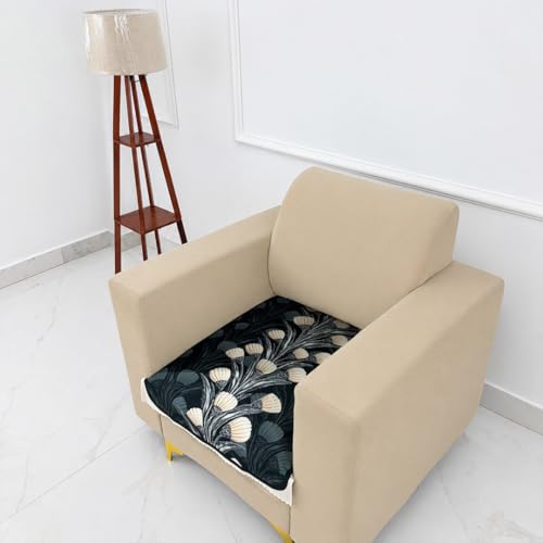 Image of Homerz Premium 'Luxe Series' Sofa Cover | Holland Velvet Fabric | Smooth Finish | Anti-Slip Fleece Backing Couch Protector (Terrace Vein, 1 Seater, Only Seat Cover)