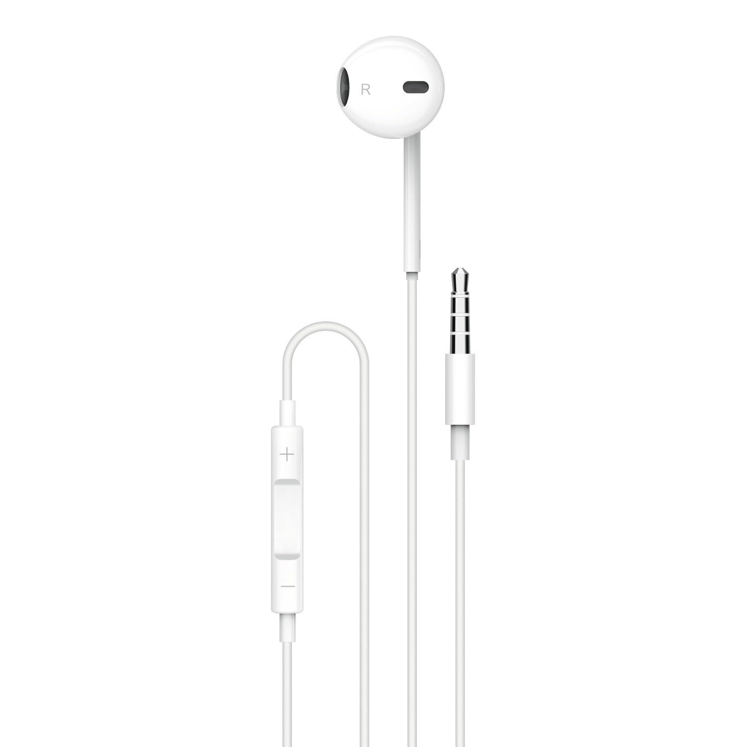 Porodo Soundtec Single Mono Earphones 3.5 mm Aux Connector with High Clarify Mic, Headphone Volume Control, Wired Headset, PD-MOAEP-WH, White