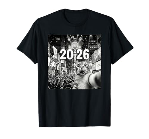 Cat Selfie NYE 2026 Ball Drop T-Shirt