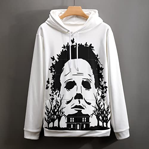 ZHANGXM Pullover Halloween Michael Myers Autumn Soft and Comfortable Loose Hip-Hop for Men Long-Sleeved Sweater 5XL3