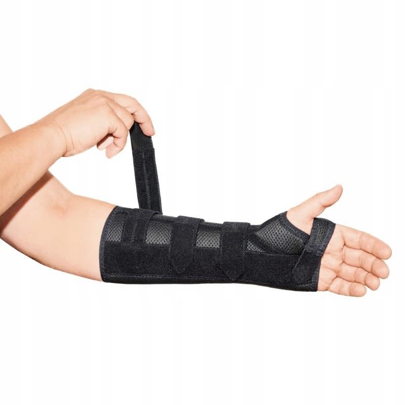 MEK 6004 Handgelenkstütze mit anatomischer Schiene – Verstellbare Handgelenkbandage mit Metallverstärkung, Schwarz (XL, Linke Hand)