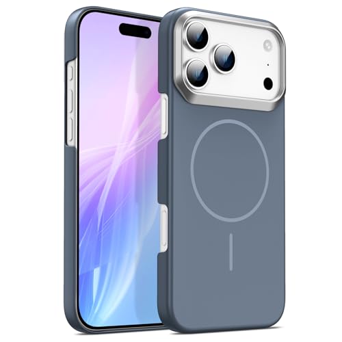 For IPhone 17/17 Air/17 Pro/17 Pro Max用マグネット式ケース、超薄型ハードPCシェル、耐衝撃、指紋防止仕上げ、ワイヤレス充電対応(Blue,17)