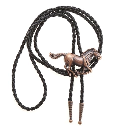 Image of Western Cowboy Bolo tie for Men Women Gold Silver Death Skull Moth Cross Bolo Tie Christmas Deer Rooster Wolf Necktie Gift