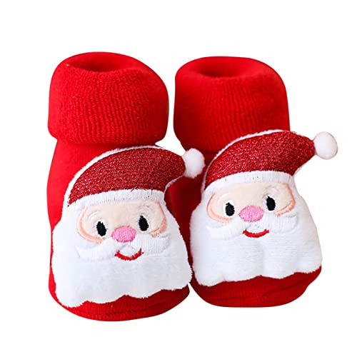 Baby Christmas Socks Crib Shoes Infant Unisex-Child Cozy Fleece Booties Winter Accessory Set Slippers Snow Boots