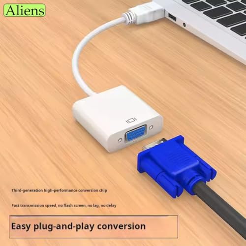 Image of Aliens HDMI to VGA Adapter High-Speed 1080P HDTV Converter Male to Female with Audio Cable for Computer, Desktop, Laptop, PC, Monitor, Projector, HDTV & Other Devices with HDMI (Pearl White)
