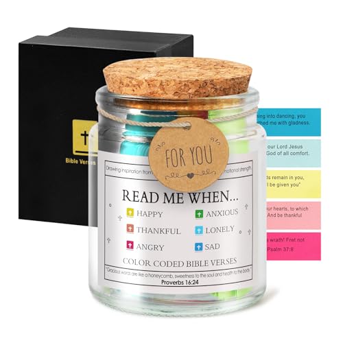 Bible Verse Jar, Kaluofan Religious Gift for Women Men, Read Me When Bible Verses Jar with 90 Coloring Scriptures