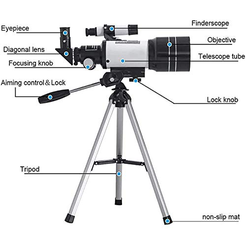 Telescopio refractor astronómico 70 mm apertura 300 mm con trípode miniatura 6