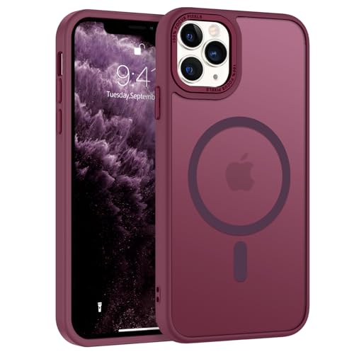BENTOBEN Coque pour iPhone 11 Pro Magnétique Etui avec Protection Antichoc de Grade Militaire,Dos Mat Grivé Translucide Anti Rayures Doux pour la Peau Housse iPhone 11 Pro 5.8'-Prune