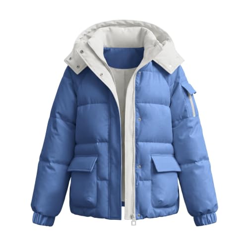 Women's Cropped Puffer Jackets Winter Stand Collar Insulated Hooded Coats - image 7