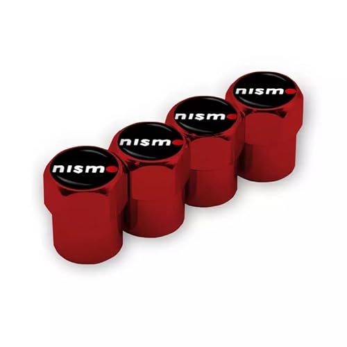 ニッサン ニスモ nismo 用 互換品 エアー バルブ キャップ カバー ホイール タイヤ キャップ カバー レッド 4個セット Z GTR セレナ スカイライン GTR エクストレイル シルビア