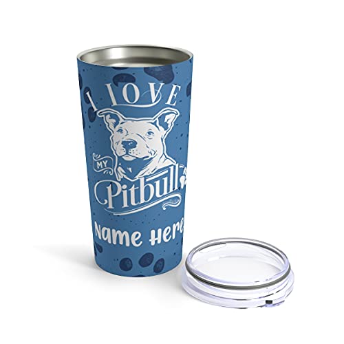 Personalized Custom Stainless Steel Tumbler Travel Mug For Hot Coffee Cold Drinks - 20Oz With Lid Dishwasher Safe (Pitbull) #TOP22