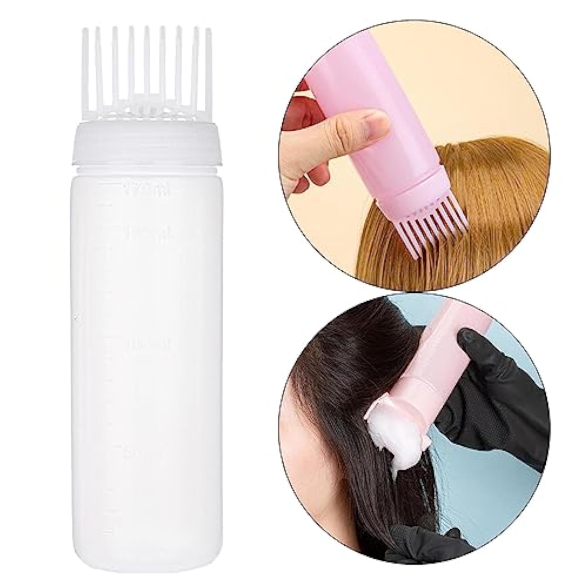 Root Comb Applicator Bottle Perming Tools Hair Dye Bottle Brush for Home DIY White