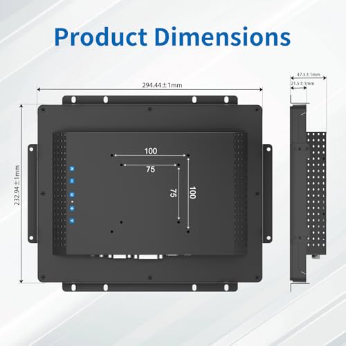 Image of 12.1 Inch Open Frame Touch Monitor, PCAP 10-Point Touch Industrial Touchscreen Monitor, with HDMI /VGA /DVI Interface, Active Matrix TFT LCD,LED Backlight, with VESA Mount