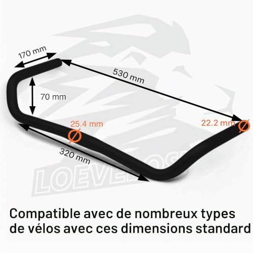 LOEVELOSI Guidon de vélo classique hollandais - Design vintage en aluminium - Noir - Pour vélo de course rétro – vue 2