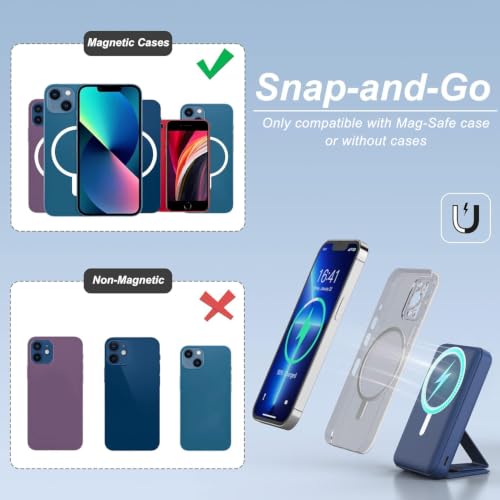 Image of AOGUERBE Magnetic Power Bank, 10000mAh Wireless Portable Charger with Stand