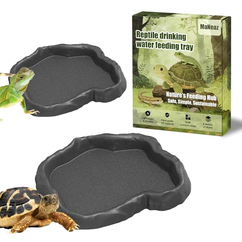 MaNeaz 2 Stück Schildkröten Zubehör Terrarium Zubehör Wasserschale Terrarium Reptilien Wasserschale Futterschale Terrarium Trinkschale Wassernapfgrau