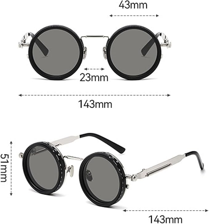 Image of Adjustable Tint Sunglasses 1-9 Gear | Polarized Round Black Lens | UV400 Protection | Retro Unisex Dimming Sunglasses (Black)