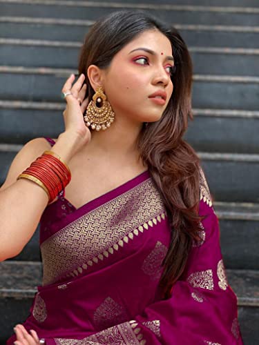 Image of Women's Kanjivaram Soft Silk Banarasi Saree With Blouse Piece | Banarasi Sari For Women | Saree with Blosepiece