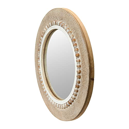 Creative Co-Op Round Decorative Wood Wall Mirror, Brown #TOP4