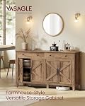 VASAGLE Coffee Bar Cabinet, Kitchen Storage Cabinet with 2 Drawers, Farmhouse Cabinet Sideboard with Adjustable Shelves for Kitchen, Honey Brown UBBK381K01