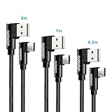 [3 Pack]aceyoon 90 Degree USB C Cable 1ft 3ft 6ft Braided Right Angle USB C Cable Dual L USB A to C...