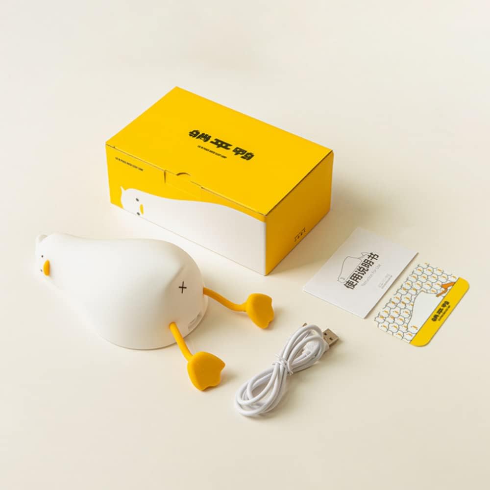 Benson Lying Flat Duck Night Light, Existential Crisis Squishy Silicone Duck Lamp, Rechargeable Touch Dimmable Breastfeeding Light for Baby Nursery Kids, Cute Dorm Decor Gift