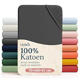 Laleni Jersey Hoeslaken 100x100 cm boxset van 2 stuks | OEKO-TEX gecertificeerd hoeslaken vierkant | boxkleed katoen | hoeslaken babybed 100x100 | baby beddengoed Antraciet