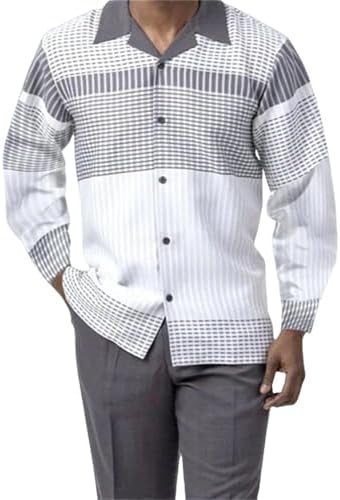 TIFIYA Men's Casual 2 Piece Leisure Shirts Suits Long Sleeve Butt...