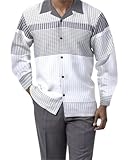 TIFIYA Men's Fashion 2 Piece Long Sleeve Dress Shirts Leisure Suits,Big and Tall Pants Set Retro Outfits for Men TM036-9-M