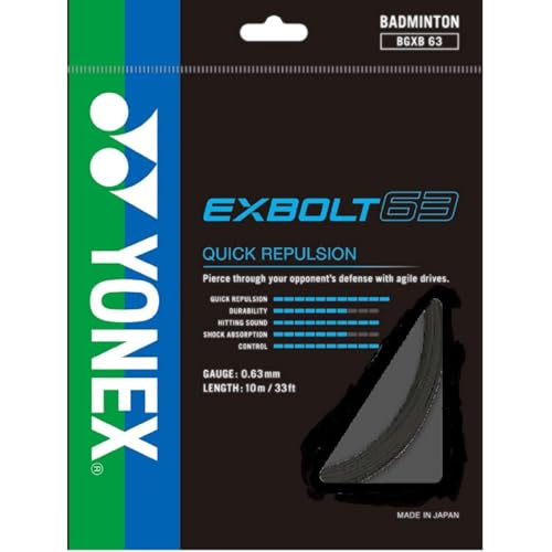 Image of Yonex Badminton String BG Exbolt 63 |Black |Gauge 0.63mm|Quick Repulsion