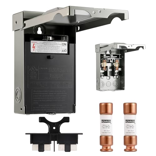 30 Amp Fused AC Disconnect Box Outdoor, 120/240VAC Quick Disconnect Metal Box Pull Out Disconnect Switch Electrical Box for Mini Split HVAC Systems, Home and Light Commercial Air Conditioning by Wayona - Used condition - Image 3
