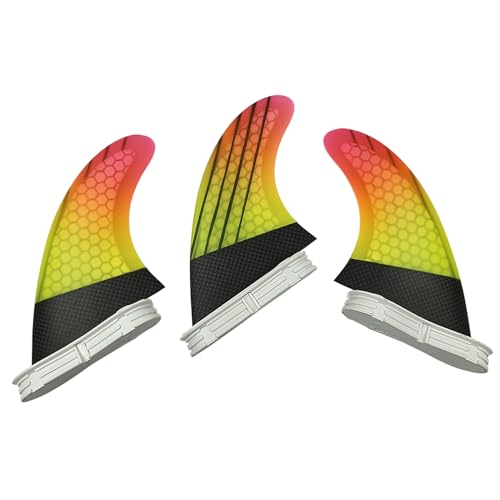 UP SURF Surfboard Tri Fin Double Tabs 2 Fins Carbon M/L Size Thruster Set (Orange G7)