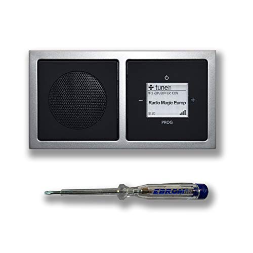 Busch Jäger SET Unterputz UP iNet Internet Radio 8216U (8216 U) Lautsprecher + Radio +Abdeckungen in Future Linear schwarz matt + 2fach Rahmen PUR