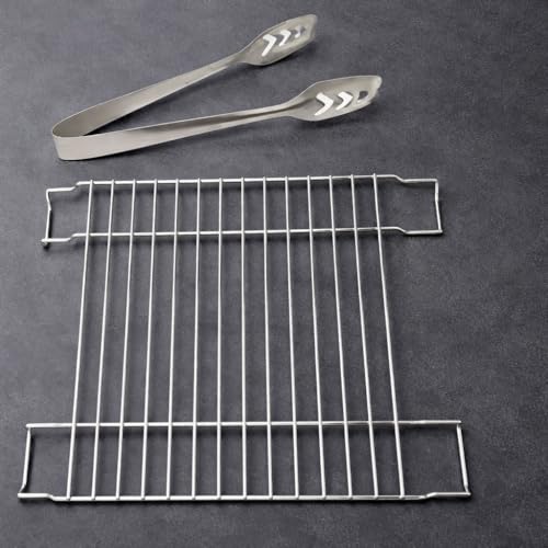 Image of Induction Infrared Grill Jali with Stainless Steel Tong Combo Pack (2 Pc) | Gas Stove & Open Flame Roasting Net | Roti, Papad, Baingan Bharta Grill Rack | Heavy Duty Heat Resistant Kitchen Tool