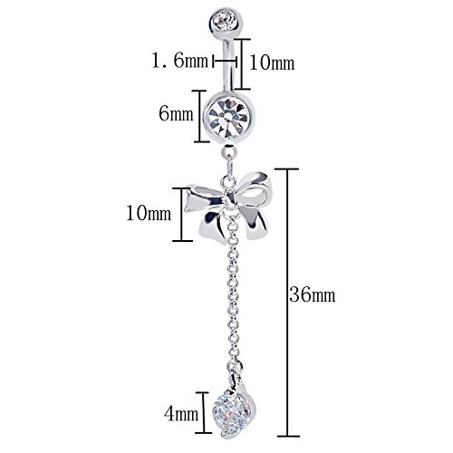 Mutreso Belly Button Navel Ring Surgical Steel Curved Barbell Bananabell Bowknot Navel Piercing Body Jewelry #TOP5