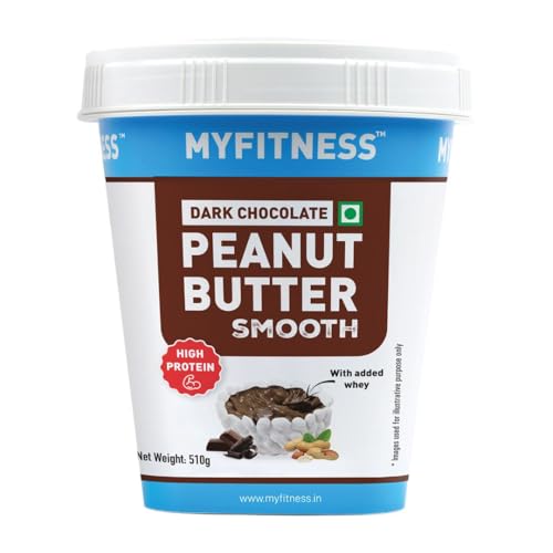 MYFITNESS Peanut Butter Dark Chocolate Smooth With Added Whey High Protein Non-GMO Gluten-free No Preservative All Natural Ingredient Made with American Recipe (17.9 Ounce)