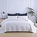 SheRest Twin Quilt Bedding Set - White Soft Breathable Bed Quilt, Modern Style Embossed Bedspreads, Lightweight Microfiber Reversible Coverlet for All Seasons - 1 Quilt, 1 Pillow Sham