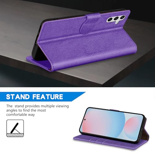 Image of ZZXX for Samsung Galaxy S25 Plus Wallet Case with [RFID Blocking] Card Slot Kickstand Magnetic Closure Leather Flip Fold Protective Phone Case for Galaxy S25 Plus 5G Case Wallet(Purple-6.6 inch)