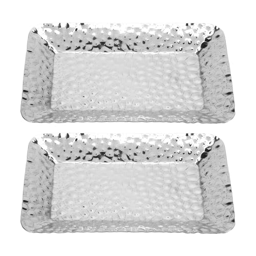 Bandeja decorativa rectangular de acero inoxidable para baño y cocina juego de 2 piezas plata 7