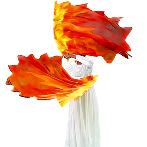 Wuchieal 53 X45 Inch Rectangle Worship Flags with Flex rods Rectangular Praise Church Flag Metallic Praise Dance Flags for Worship Dance Ministry Deep LH# FIRE