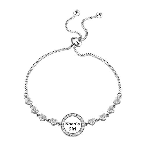 Image of FEELMEM Nana's Granddaughter Slider Bracelet Gift for from Nana Granddaughter Birthday Graduation Gift