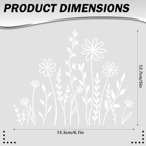 Image of Ymapinc Decals for Cars,White Wildflowers Car Decal 6.1 * 5inches Boho Fun Car Window Stickers Cars Window Decorations for Outside