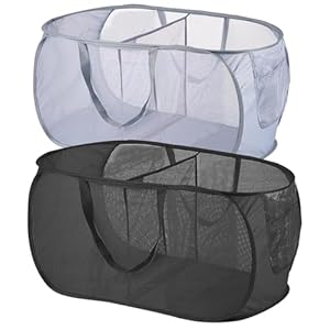 Anyìshwu AY-60 Faltbare Wäschekörbe Schwarz + Grau (2 Stück)