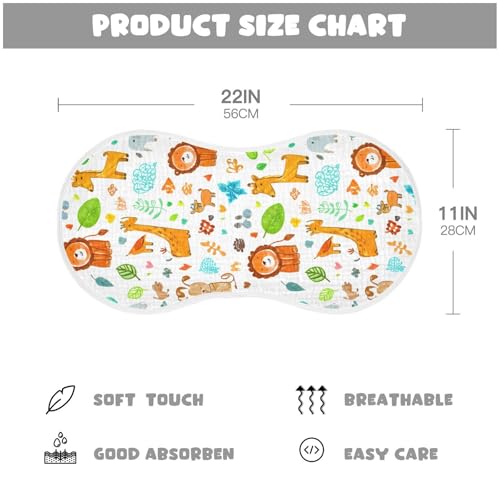 Jungle Animal Fun Muslin Burp Cloths 22x11 Inch - 4-Layer Organic Cotton & TPU Waterproof Lining, Absorbent Baby Bibs for Boys/Girls with Hanging Loop4