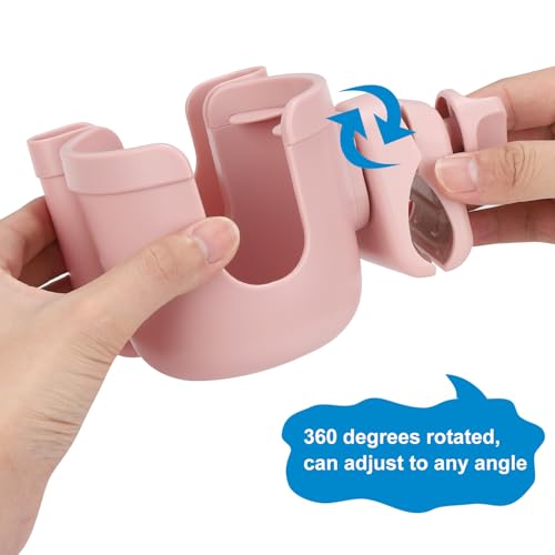 Image of Accmor Stroller Cup Holder with Phone Holder, Bike Cup Holder, Universal Cup Holder for Uppababy Nuna Doona Strollers, 2-in-1 Cup Holder for Walker, Wheelchair, Scooter