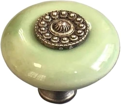 Paqwtyb Chartreuse Pulls, Hand Made Ceramic Knobs For Wardrobe Cabinet Door Drawer
