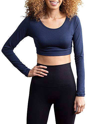 HT HALFTEE Long Sleeve Layering Tee - Demi Cami for Women & Teens | Cute Crop Top | Navy - 1X