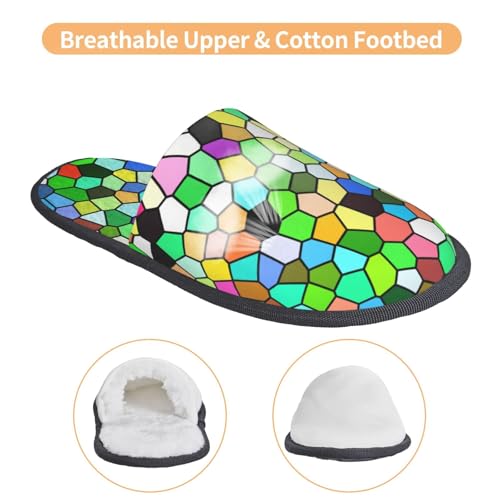 Colorful Tie Dye Stained Glass Print Women Slippers Home Furry Shoes Keep Men Couples Shoes Warm For Women-4