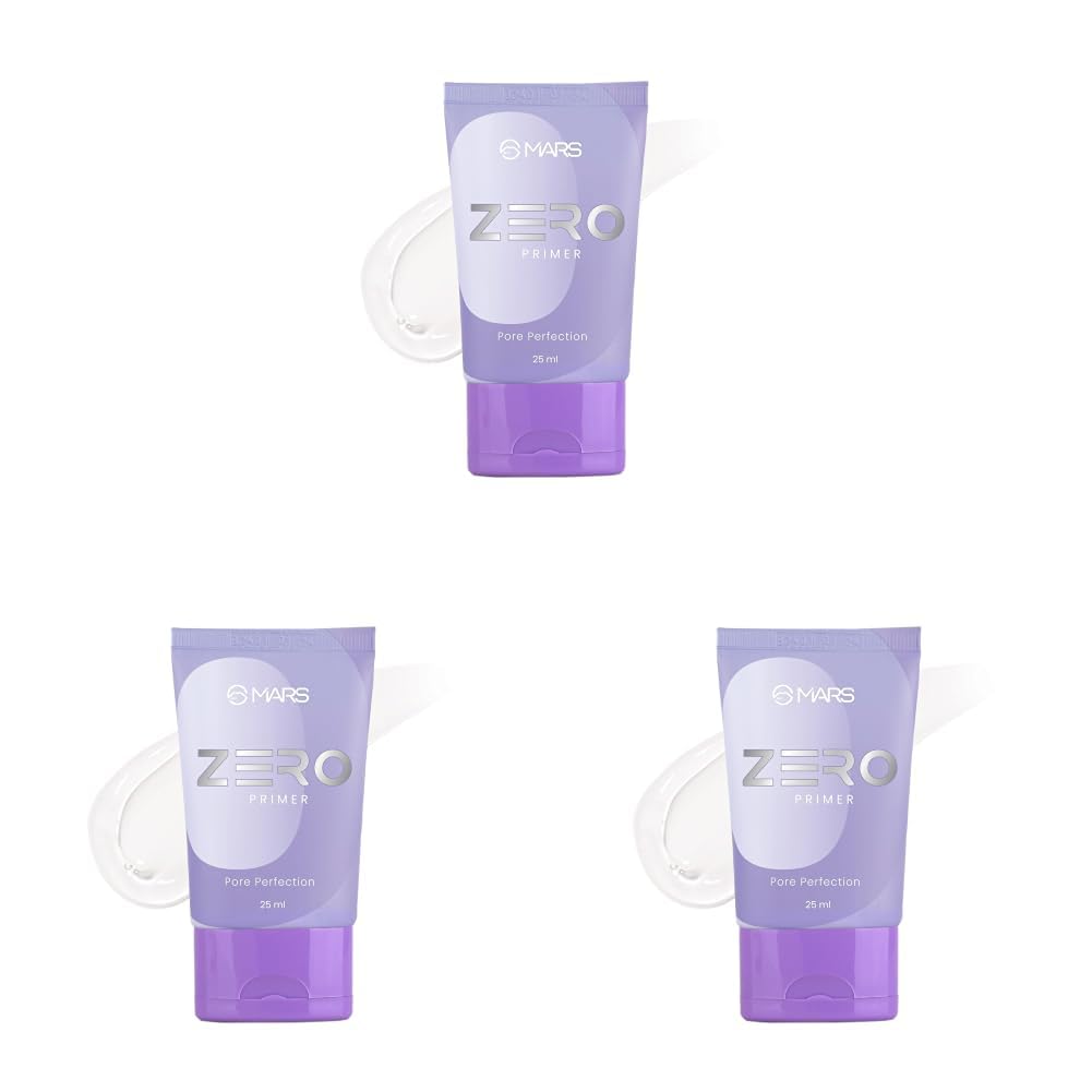 MARS Zero Face Primer | Silicone Based Gel | Blurs Pore & Controls Oil for a Radiant Complexion | Smoothens Out The Skin | Controls Oil (25ml) (Pack of 3)-image-33