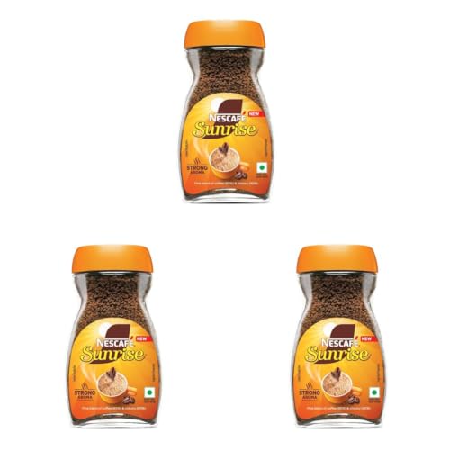 Image of Sunrise Instant Coffee Powder by Nescafe | Strong Taste for the perfect start to your day | Coffee Chicory-Mix | 45g Jar (Pack of 3)